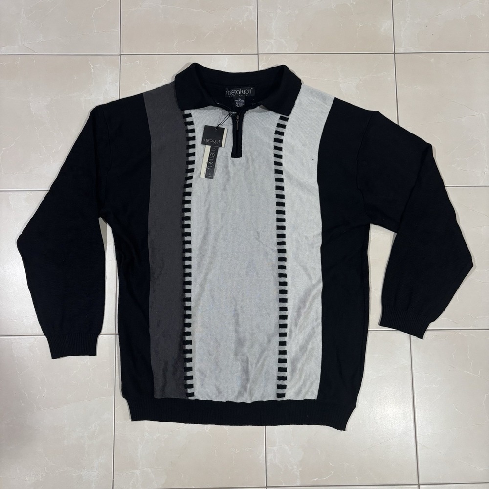 Vintage 90s Rugby Polo Shirt Black Mob Mafia Soprano Men's XL BRAND NEW Striped